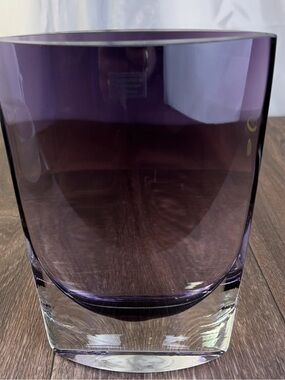 LSA International Purple Amethyst 8" Glass Vase Poland Hand Blown Wide Mouth
